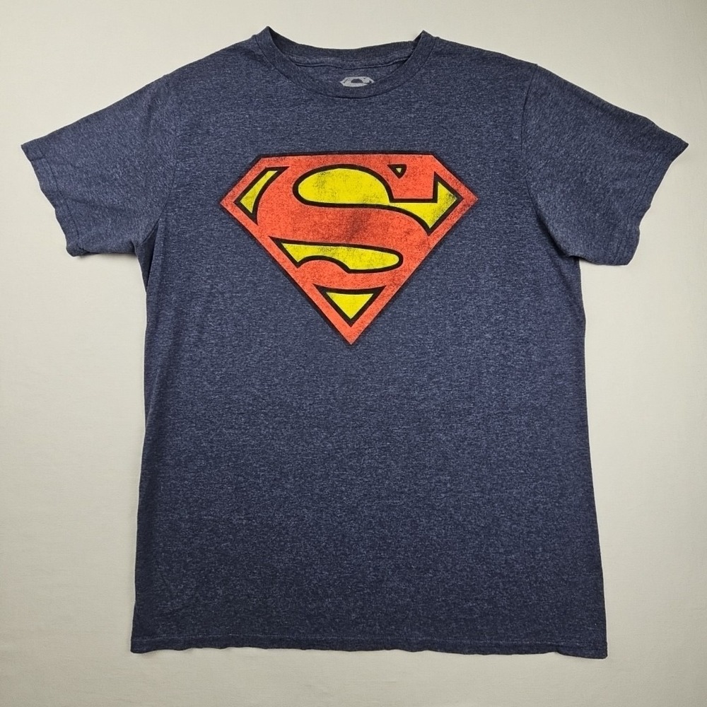 Superman Shirt Mens Medium Blue Red Yellow DC Comics Superhero Logo‎ Tee T-Shirt